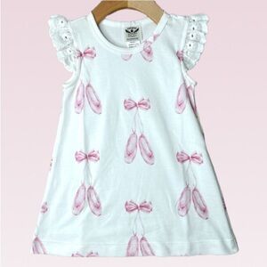 The Oaks Apparel White and Pink Ballet Print Dress NWT 12M